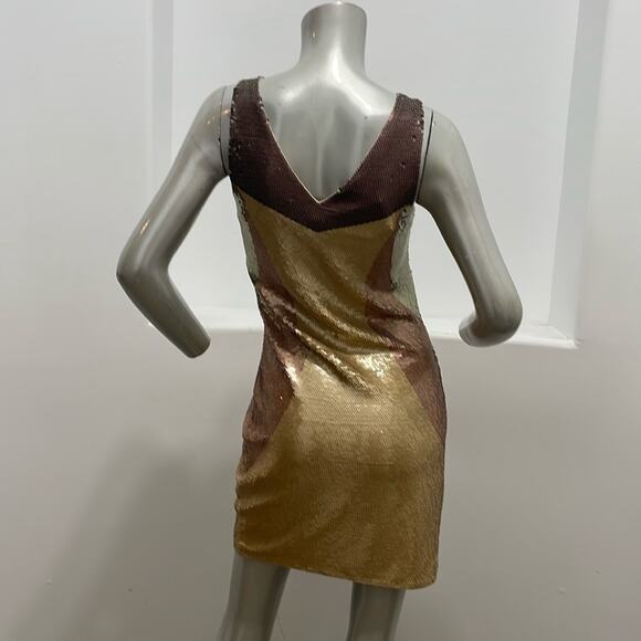 Sheri Bodell Sequined Gold Brown Cocktail Mini Dress Size S BNWT - Picture 2 of 15